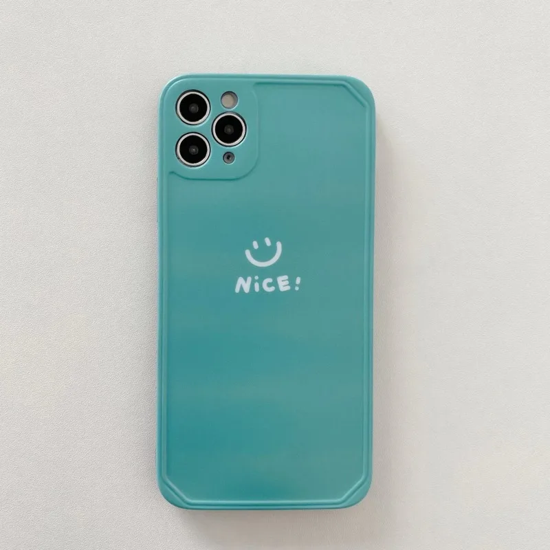 

Pure color nice smiley phone case is suitable for iPhone11 12Pro Max mini X XR XS XSMax 8 7PluS anti-drop protective back cover