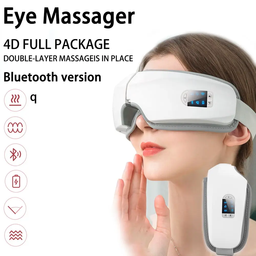 Vibration Eye Massager Pressure Therapy Eye Care Beauty Instrument Fatigue Relieve Hot Compress Massager Bluetooth Eyes Massager