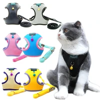 fashion pu small pet dog cat harness leash set with bells soft comfortable cat chest harness vest dog supplies chihuahua