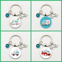 new ambulance nine color creative crystal jewelry keyring glass pendant doctor keychain nurse souvenir graduate gift handmade