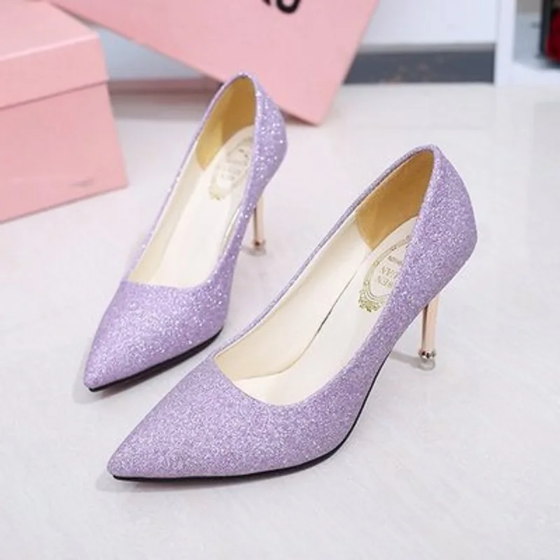 

Туфли женские на высоком каблуке, серебристые остроносые, заостренные, с блестками, для свадьбы, подружки невесты, весна-осень