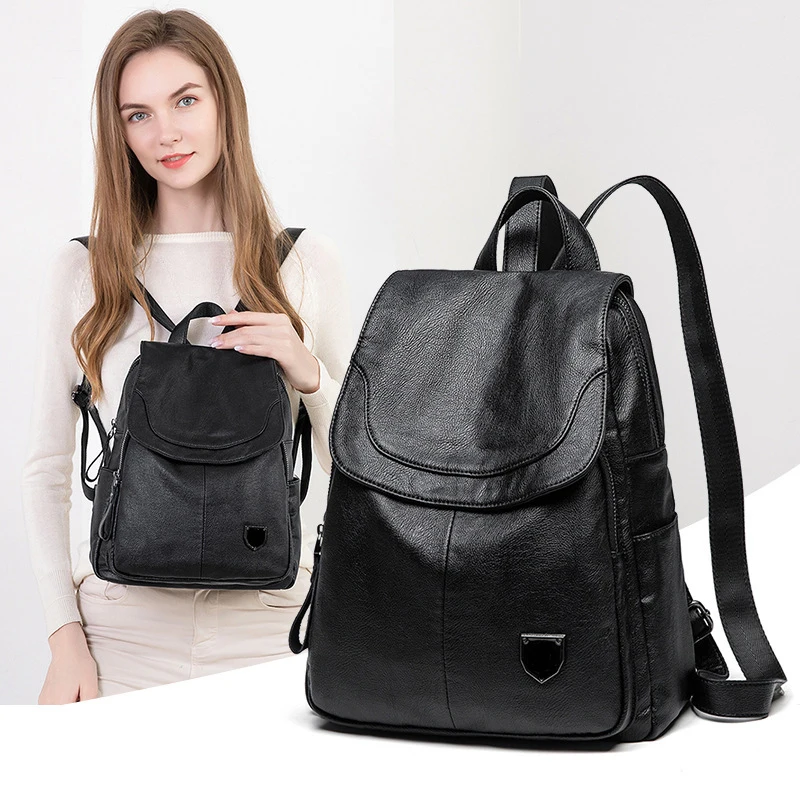 Новый женский кожаный рюкзак мягкая и удобная Студенческая сумка дорожная |