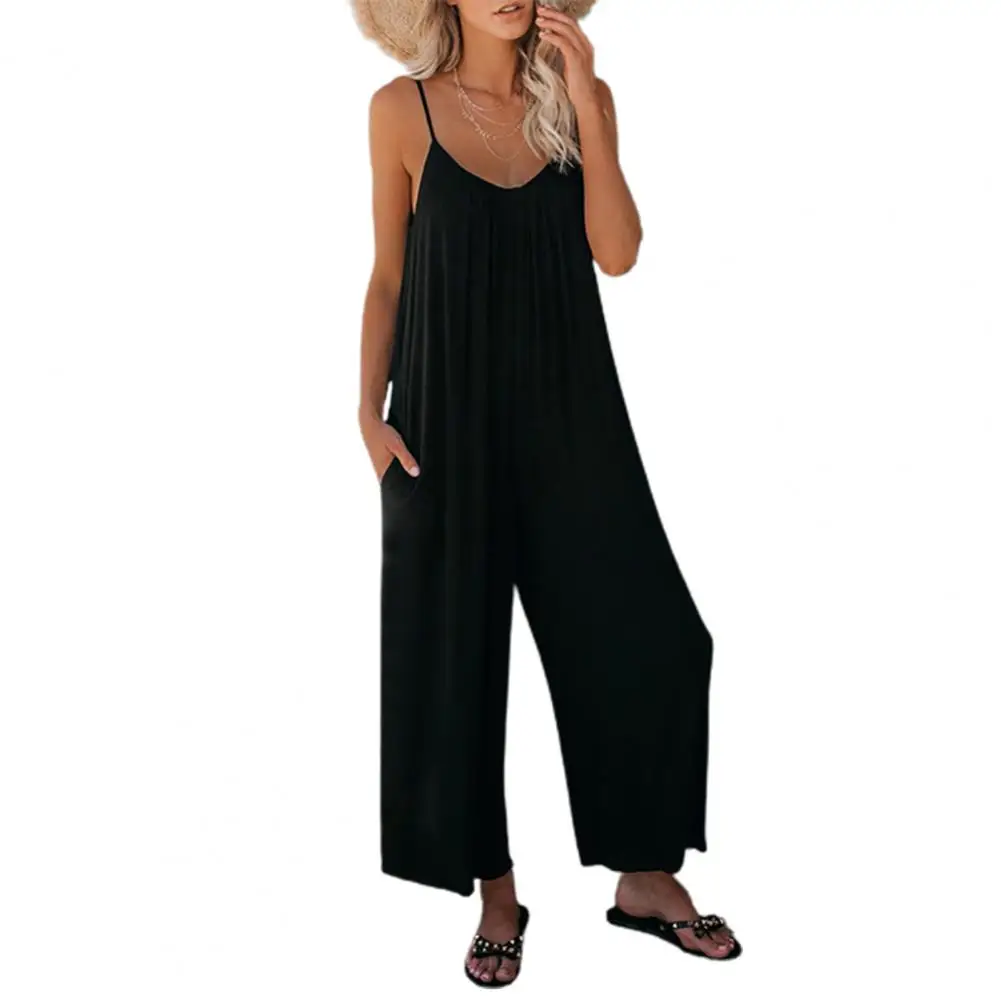 

Jumpsuit Women Strap Pockets Siamese Overalls Women Adjustable Spaghetti Strap Stretchy Long Pant for Party Women's Clothing