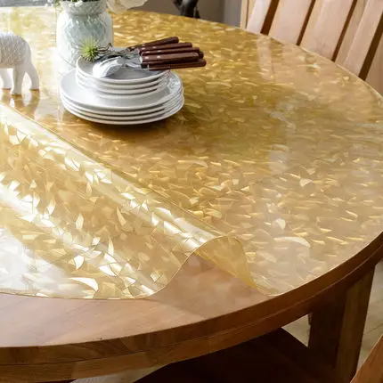 

Водонепроницаемая скатерть из ПВХ, Прозрачная Круглая скатерть из ПВХ с цветочным рисунком, анти-маслостойкий Настольный коврик, кофейный ...