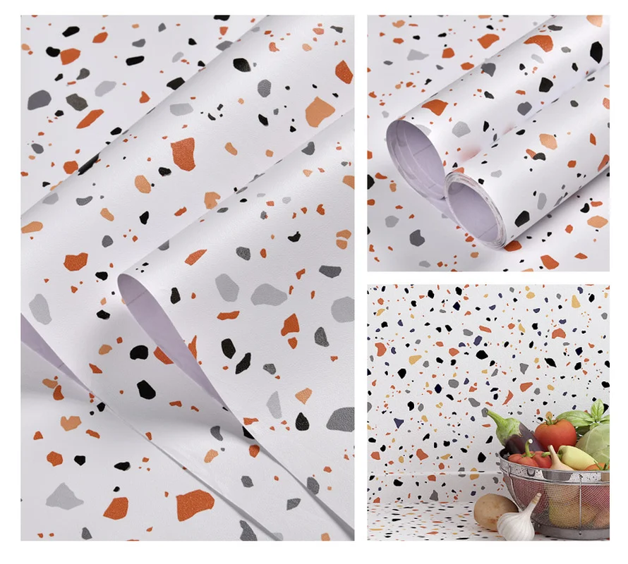 

Terrazzo PVC Waterproof Self Adhesive Wallpaper For Living Room Kids Bedroom Decor Vinyl Kitchen Cabinet Contact Paper