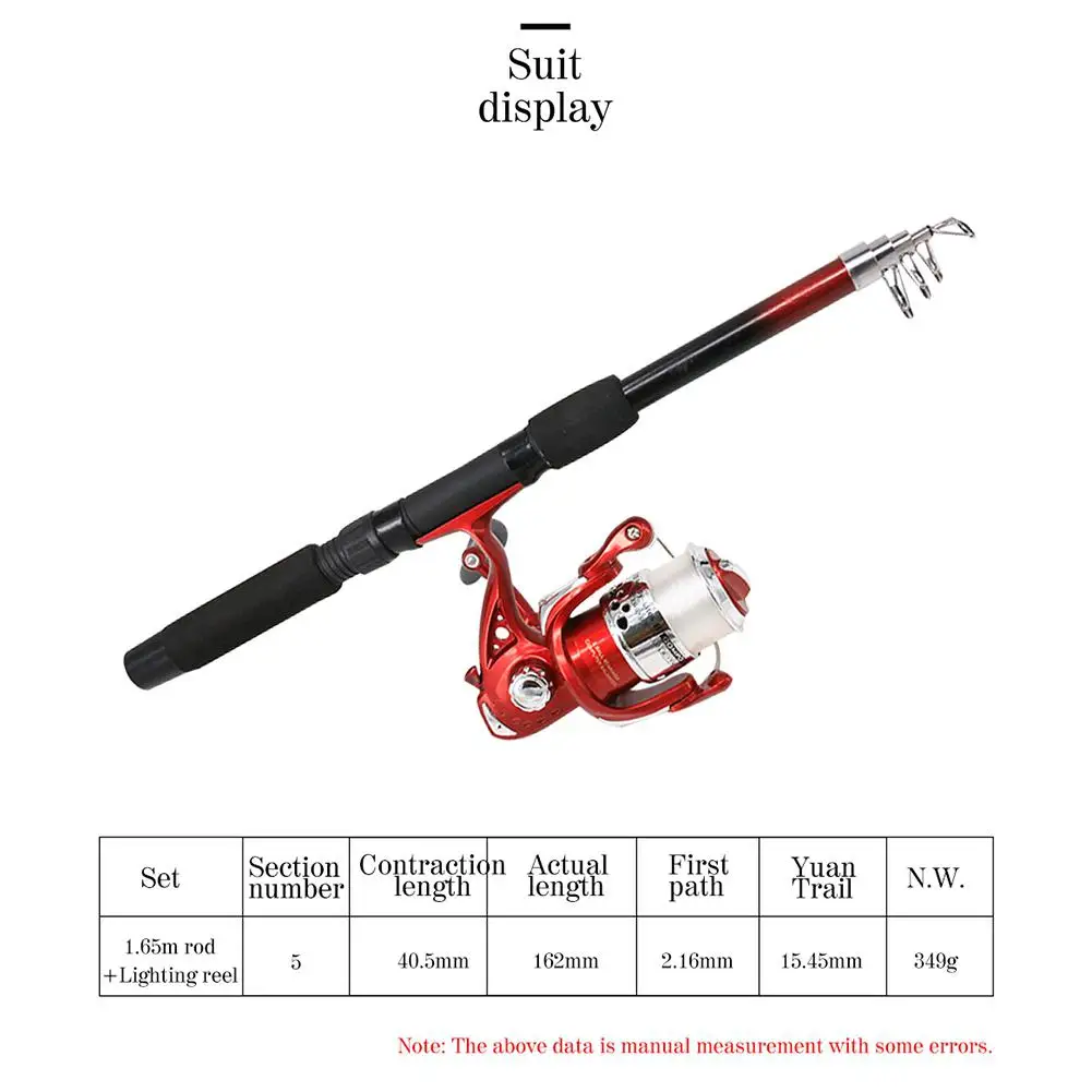 

1.65m Rod+Lighting Reel Night Fishing Spinning Reel Luminous Reels with Line Fishing Wheel Sea Fishing