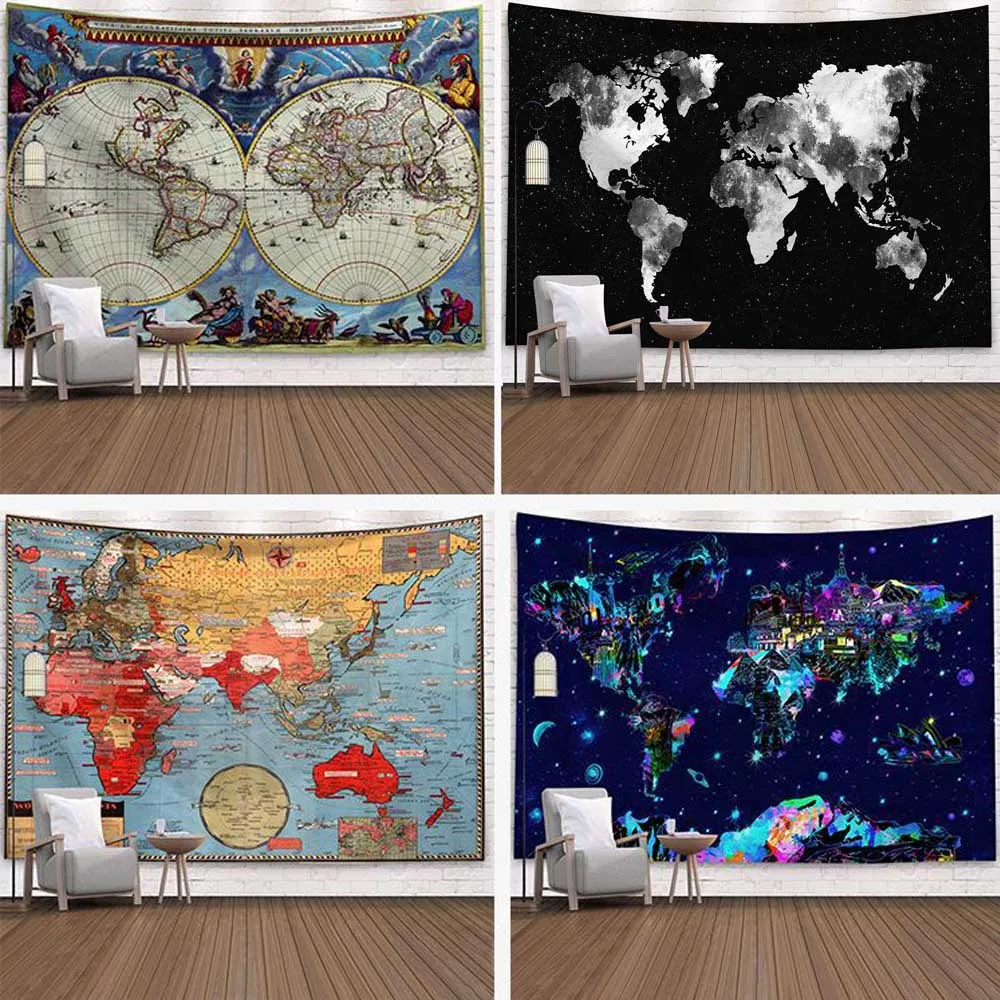 

World Map 3D Print Geometric Wall Hanging Tapestry Home Decor Aesthetic Oil Painting Beach Towel Sleeping Pad Yoga Blanket Mat
