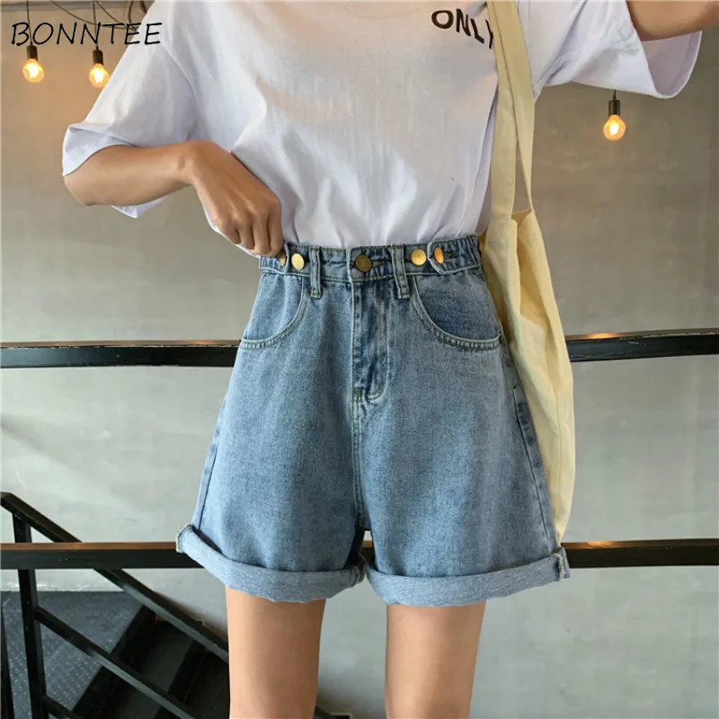 Shorts Women Single Button Trendy Elegant All-match High-quality Korean Style Leisure Daily Womens Female Lovely Simple New