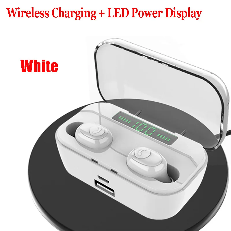 LED Wireless Charge VOULAO, Bluetooth наушники G6s TWS, беспроводные наушники с 3500 мАч, Дополнительный внешний аккумулятор, Bluetooth V5.0, светодиодный дисплей, гарнитура, IPX7, водонепроницаемая - Цвет: LED Wireless Charge