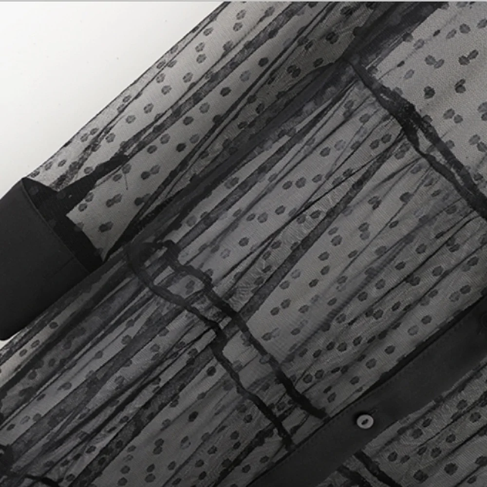 Женское Прозрачное платье в горошек повседневное винтажное длинное из тюля на