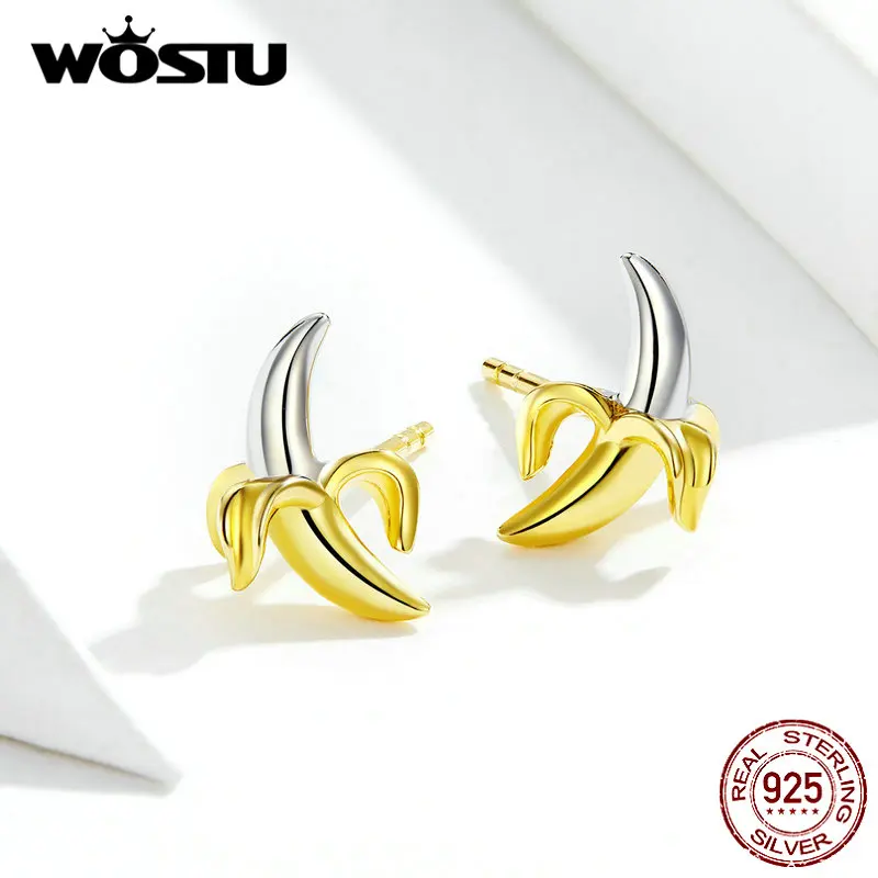 WOSTU 100% Серебро 925 пробы серьги гвоздики с бананом для женщин свадебные