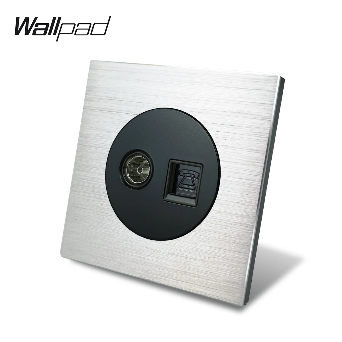 Wallpad Grey L6 Single TV Jack &amp TEL Cat3 RJ11 Outlet Socket Silver Brushed Aluminum Plate 86 * mm | Обустройство дома