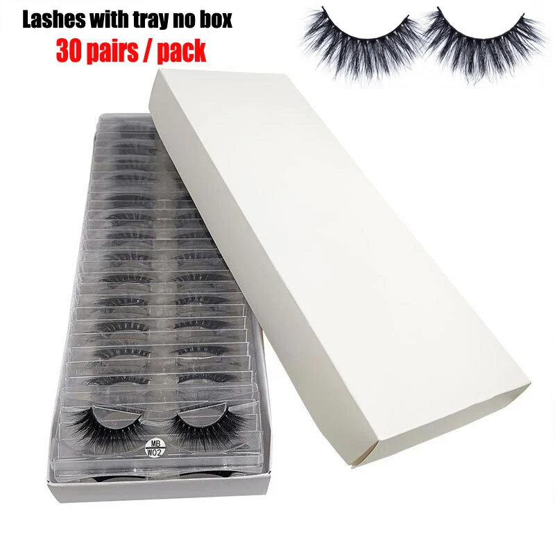МБ норковые ресницы 30 пар/упак. 3D серо коричневого цвета с подносом без коробки 100%