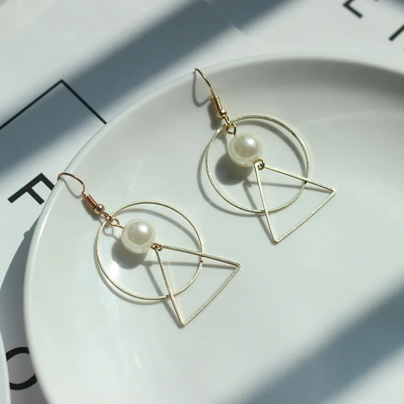 Модные женские золотистые бусины среднего размера круглые треугольные