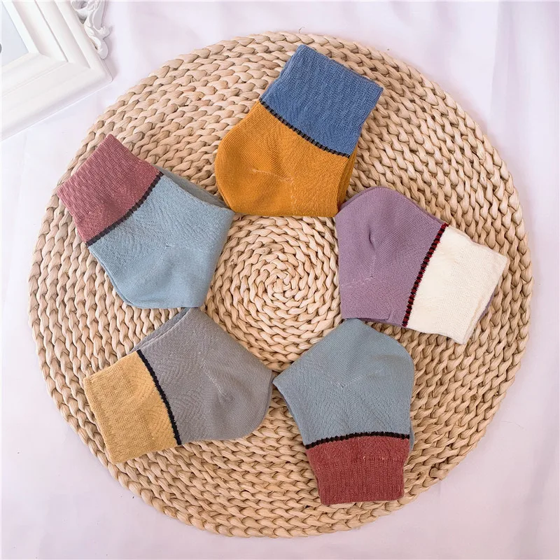 

5 Pairs Baby Boys Winter Colorful Socks Cartoon Stripe Kids Spring Autumn Cotton Breathable Keep Warm Floor Girls Socks