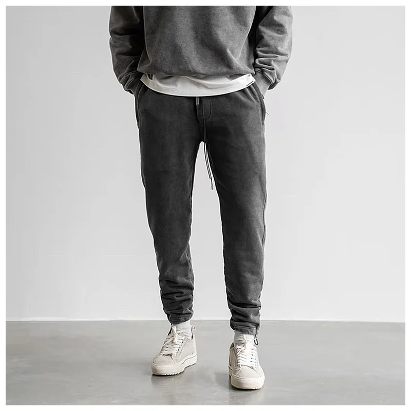 

Брюки в европейском стиле, уличная одежда на шнуровке, мужские свободные спортивные брюки, однотонные повседневные штаны для бега