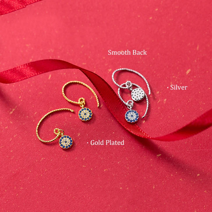 Длинные висячие серьги Herwish сглаза из стерлингового серебра 925 пробы маленькие