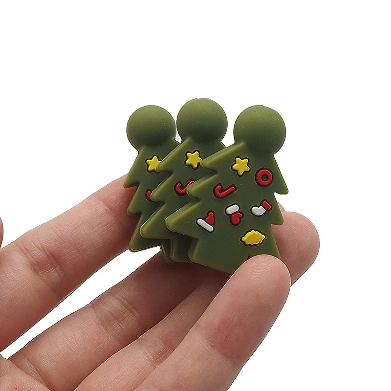 Chenkai-Cuentas de &aacute;rbol de Navidad sin BPA para beb&eacute;, cuentas de silicona para beb&eacute;, accesorios de juguete para morder de enfermer&iacute;a, grado alimenticio, 10 Uds.-3