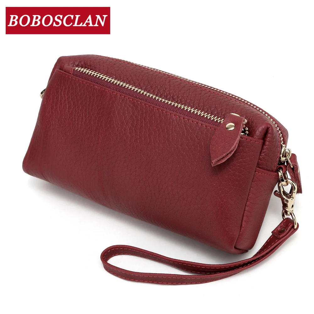 Женский кошелек из натуральной кожи BOBOSCLAN многофункциональный клатч брендовые