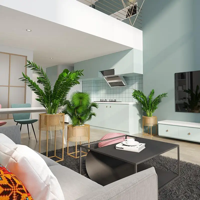 Скандинавская стойка для цветов комнатная зеленая напольная железная цветочных