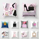 Духи Подушка с изображением бутылки крышка размером 45*45, декоративная полиэфирная наволочка Цветы Декоративные диванные подушки декоративные подушки украшения для дома Наволочки