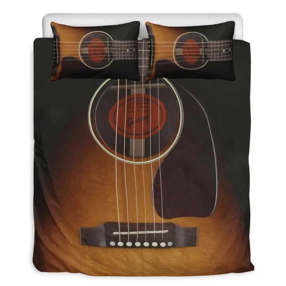 Juego de ropa de cama con estampado 3D de guitarra, edred&oacute;n con estampado Musical para decoraci&oacute;n de dormitorio, tama&ntilde;o Queen, regalos de navidad-4