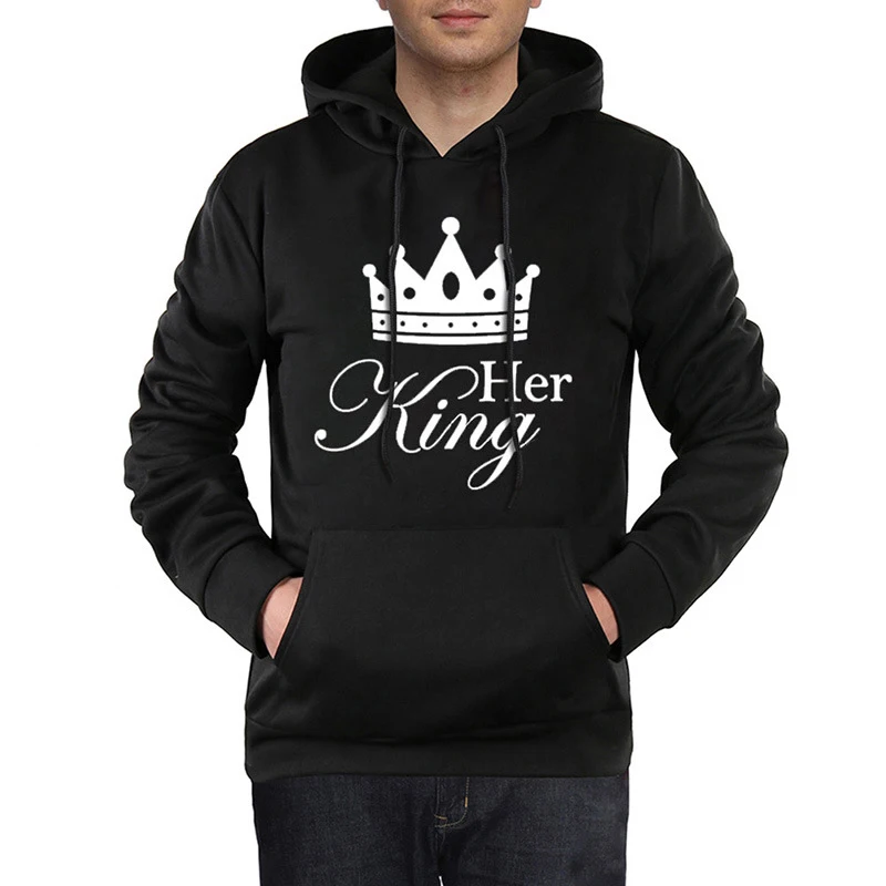 Her King His queen Lovers свитер с капюшоном принтом модная Женская толстовка надписью