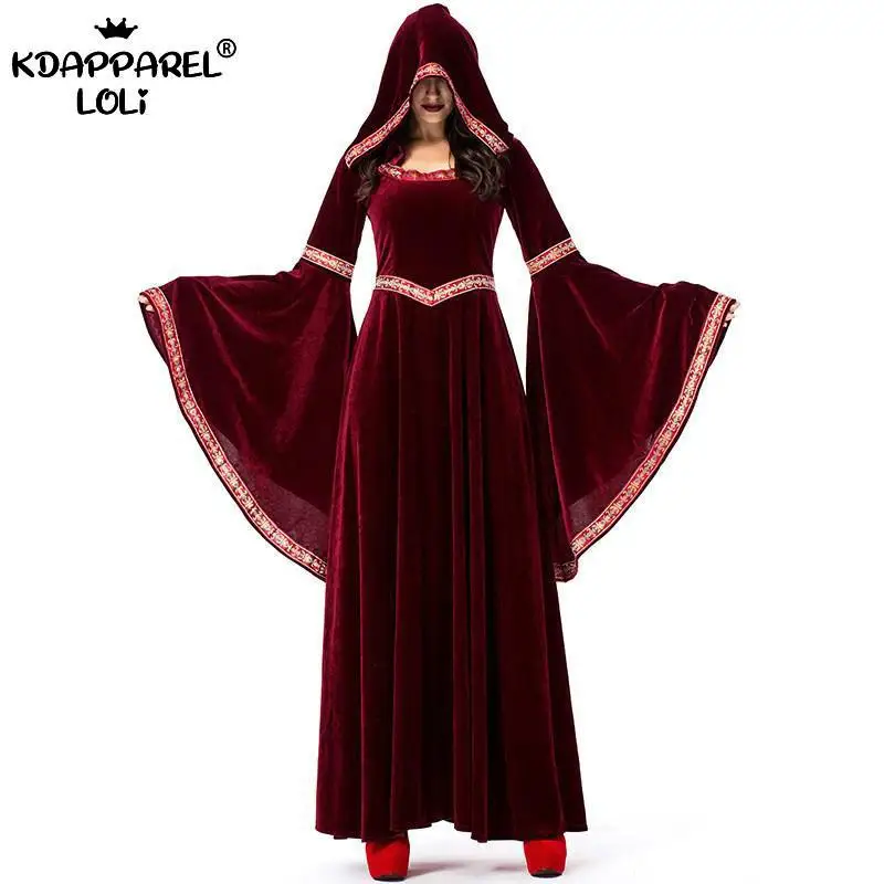 Женские платья костюмы на Хэллоуин средневековые викторианские рукав труба
