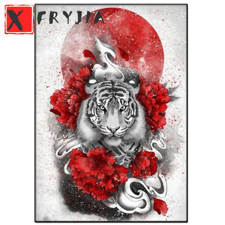 

Diamond painting Japanese Tiger Sun Diamond embroidery cross stitch diy full Square Round diamond painting animal Mosaic gift