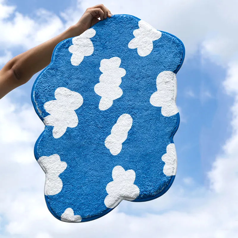 

Cloud Lattice Shaped Home Cushion INS Microfiber Kitchen Bathroom Carpet Anti-slip Bedroom Mat Custom Water-absorbent Mat Pads