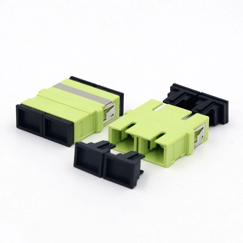 

100pcs SC duplex adapter without flange OM5 lemon green ftth coupler SC-SC dual fiber optic adapter flangeless IL<0.2dB