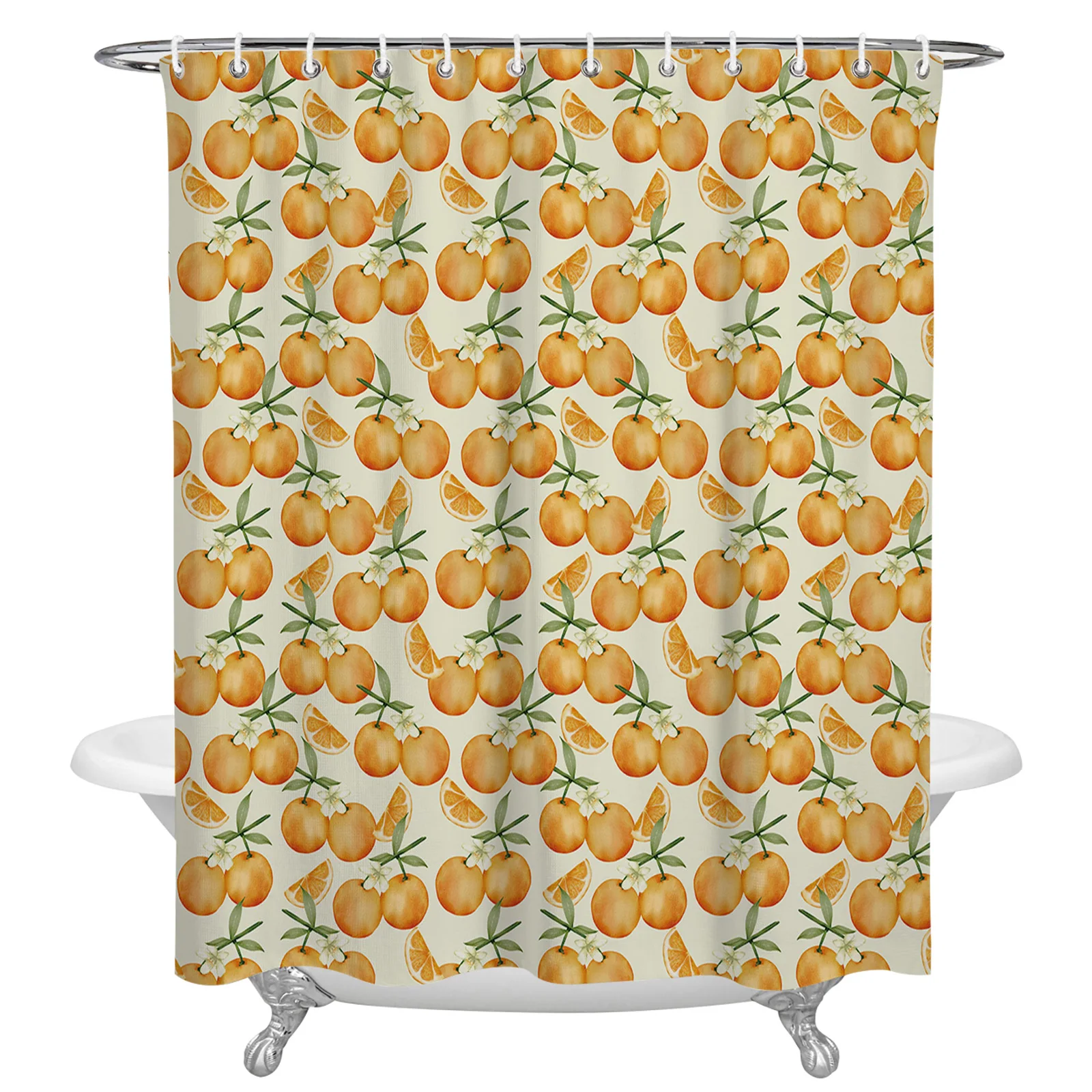 

Plant Fruit Orange Shower Curtain Waterproof Polyester Fabric Bathroom Curtain Home Bath Curtain with Hook