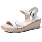 Женские босоножки на танкетке, белые сандалии на плоской подошве с открытым носком, сандалии-гладиаторы на платформе, модель H838 на лето, 2020