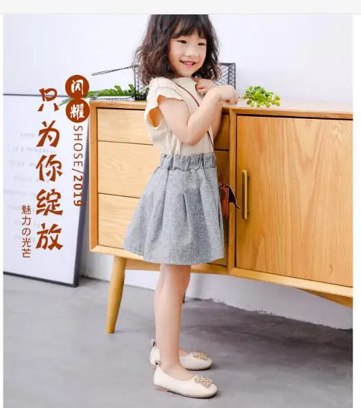 Новинка 2019 года сезон весна-осень детская обувь принцессы в Корейском стиле для