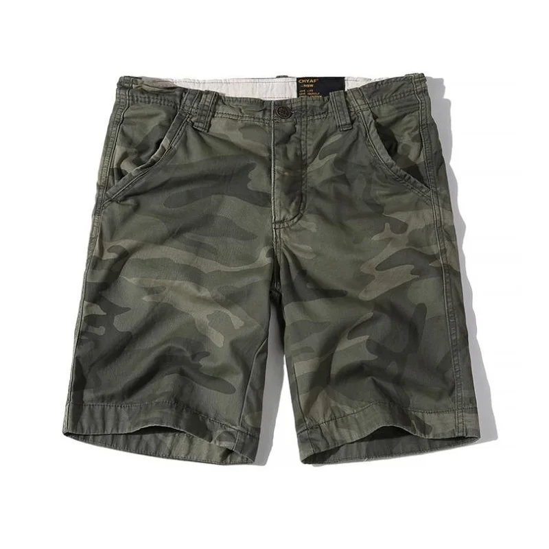 

Summer Cotton Cargo Shorts Soft Men's Camouflage Fashion Casual Youth Zipper Shorts Multi-Pocket Beach Simple Classic