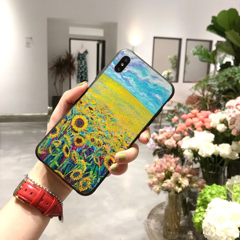 Ван Гог Картина маслом ТПУ мягкий силиконовый черный чехол для телефона iPhone 11 pro XS