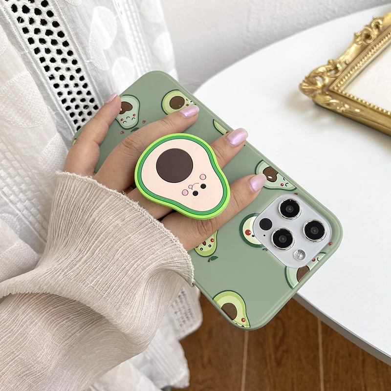 Qianliyao 3D cute cartoon fruit avocado Soft silicone phone case for iphone X XR XS 14 13 12 11 Pro Max 7 8 plus 6S Holder cover