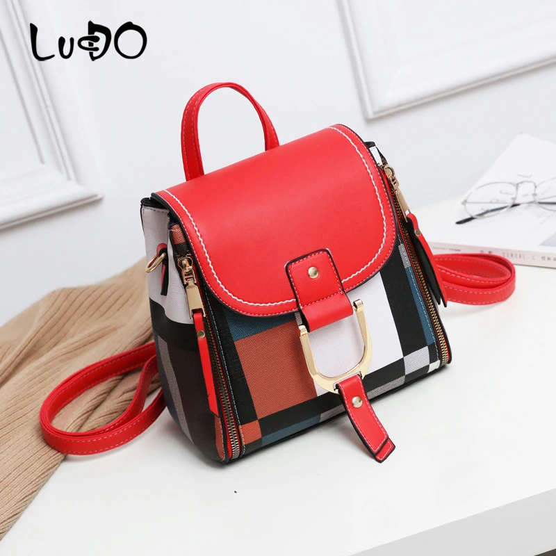 

LUCDO Brand luxury Women Backpacks Female Travel Backpacks high quality PU Leather Bagpack Bag School Bag For Teenager Girls Sac