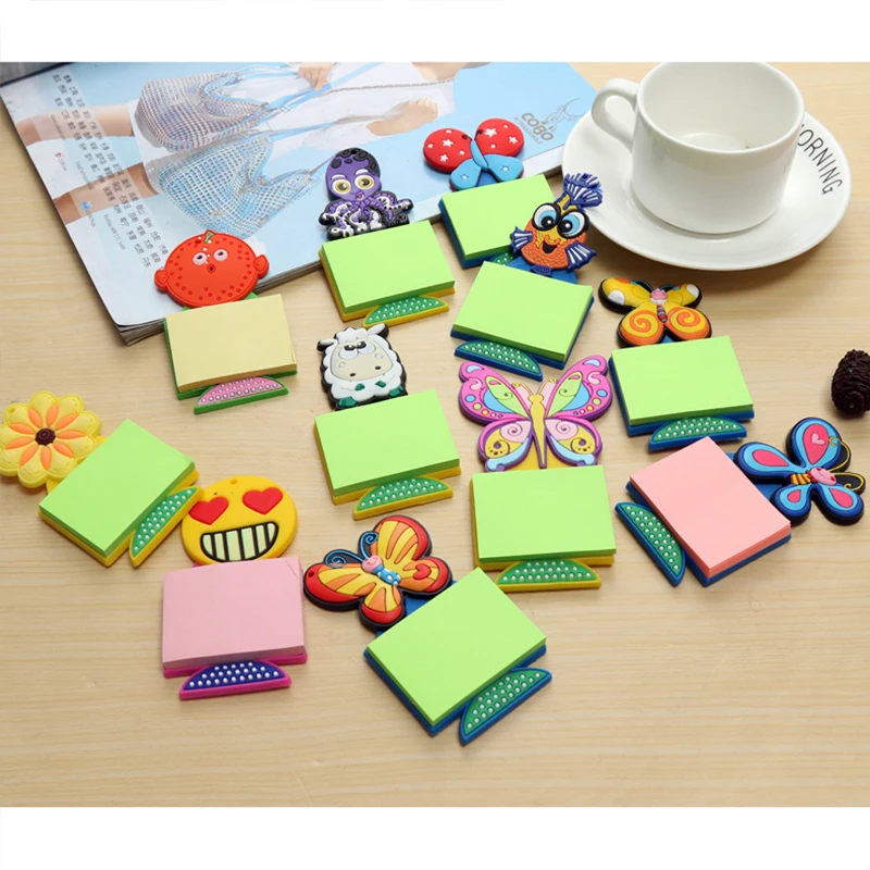 Милые животные примечание бумажные магниты для холодильника стикер сообщений