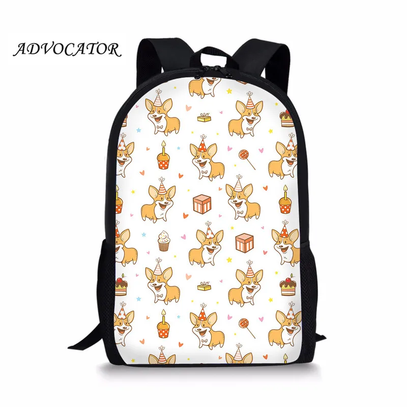 New Large Schoolbag Cute Corgi Printed Waterproof Bagpack Primary School Book Bags for Teenage Girls Kids Mochilas Escolar