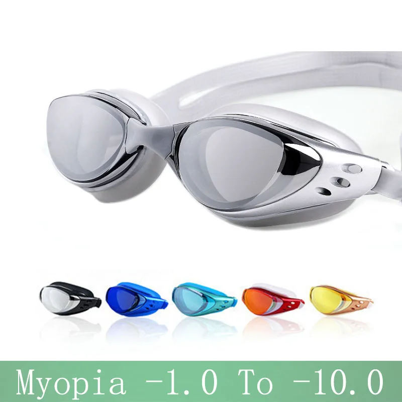 

Myopia Swimming glasses -1.0~-10 Waterproof Anti-Fog arena Prescription swim eyewear water Silicone Big diving goggles Men Women