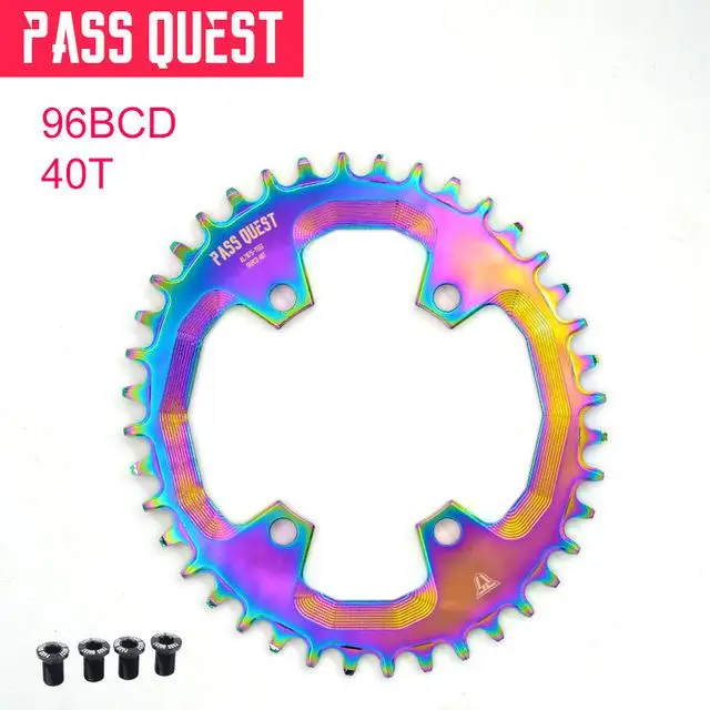 Пасс квеста титана покрытием Овальный 96BCD MTB узкая широкая Цепь 32 T/34 T/36 T/38 T/40 T/42 T велосипед deore xt передняя Звездочка шатун - Цвет: 40T