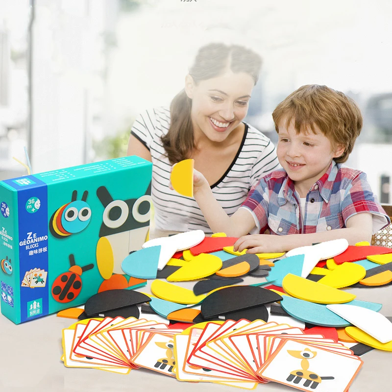 50 шт животное деревянная настольная игра головоломка набор Красочные Детские