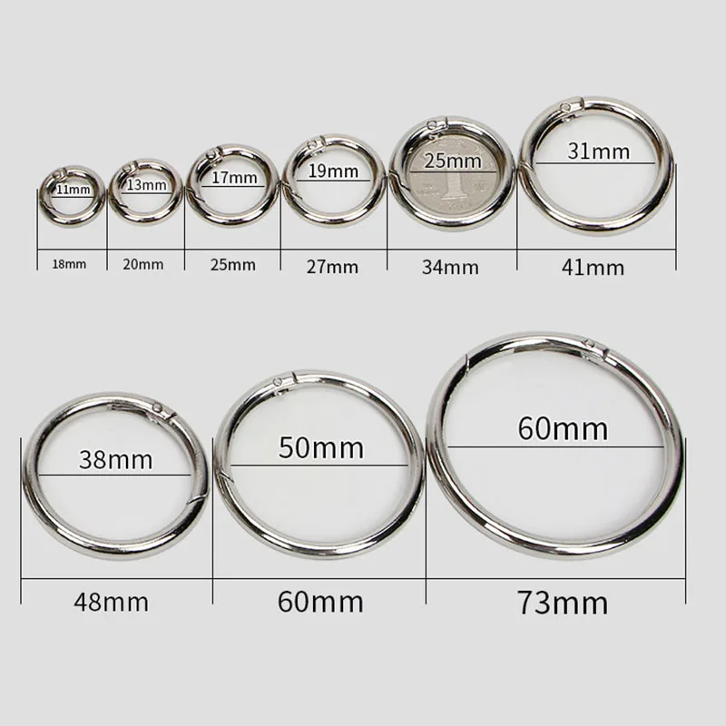 

5pcs Spring Gate O Rings DIY Metal Buckles Openable Keyring Leather Bag Buckles Accessories For Handbags Multi-size Carabiner