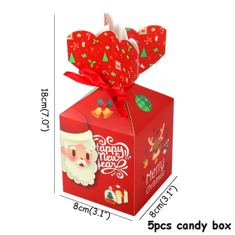5pcs candy boxes Рождественская коробка для конфет на день рождения украшения для печенья Подарочная коробка Рождественский Декор для дома упаковочные коробки Navida Natal Декор - Цвет: 5pcs candy boxes