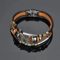 stainless steel resin jewelry butterfly bracelets handmade braided buckle fashion style charm leather bracelets bangle