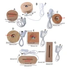 Деревянная подставка ручной работы, прямоугольная, круглая, овальной формы, со светодиодным дисплеем, художественное украшение из смолы, деревянная подставка с ночной подсветкой 87HB