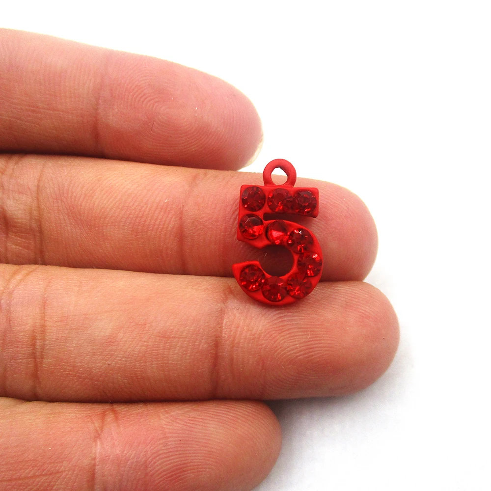 10pcs/lot 13*18mm Red Number 5 Charms Alloy Metal Gold Tone Enamel Oil Drop Fashion for DIY Jewelry Bracelet Necklace Making | Украшения и