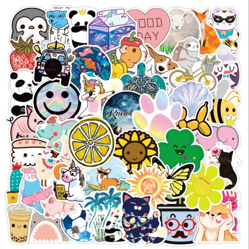 

50 pcs cute cartoon Graffiti Waterproof Skateboard Travel Suitcase Phone Laptop Luggage Stickers Cute Kids Girl Toys