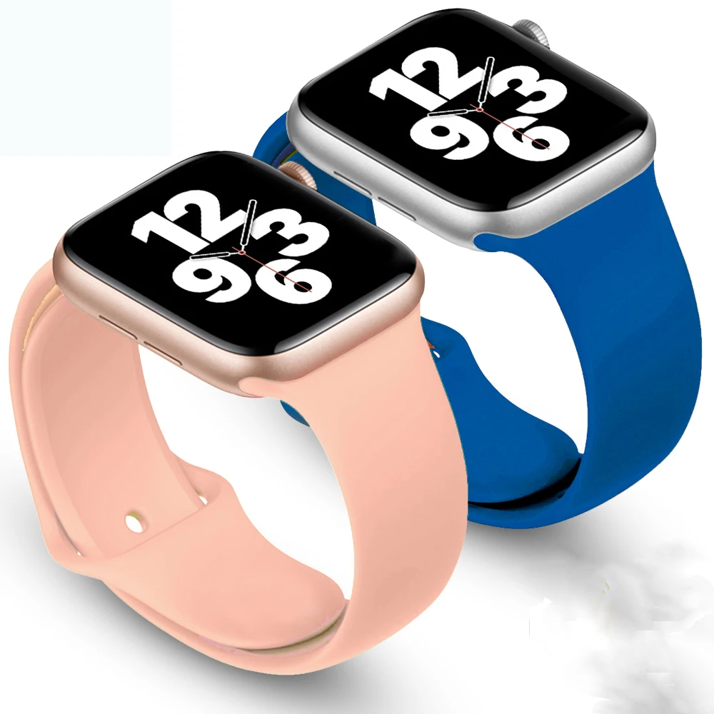 

Ремешок силиконовый для Apple Watch band 44 мм 40 мм 38 мм 42 мм 44, резиновый браслет для наручных часов, аксессуары для Iwatch Series 3 4 5 6 se 7